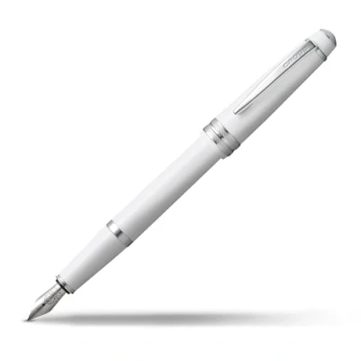 Image of CROSS Bailey Light Click Off Cap Plastic Fountain Pen with Resin Finish, Fine Fountain, includes Premium Gift Box and Black Cartridge, 1 Pack, Polished Coral, Glossy White,Fine Nib
