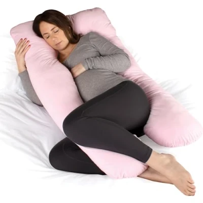 Image of Dreamcatcher Pink Pregnancy Pillow, U Shaped Maternity Full Body Support Pillows for Sleeping, Machine Washable &amp; with Removable Velvet Cover (Pink)