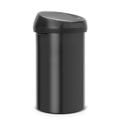 Image of Brabantia 60 Litre Large Kitchen Touch Bin Removable Lid, Soft Open, Easy Clean Rubbish Food Waste Bin, Matt Black, L