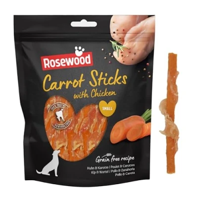 Image of Rosewood Carrot Sticks with Chicken, Grain Free, Rawhide Low Fat Dog Treats, Value Pack 320g (1 Pack)
