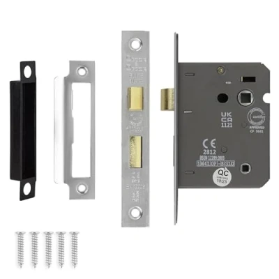 Image of Decoranddecor Bathroom Mortice Lock 3inch / 76mm Polished Chrome Fire Rated UKCA &amp; CE Approved