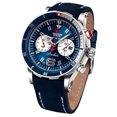 Image of Vostok Europe Anchar Chronograph Men&#039;s Watch Blue with Two Straps 6S21 510A583