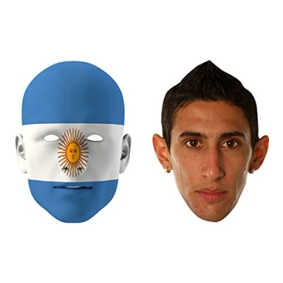 Image of FoxyPrinting Argentina World Cup Celebrity Cardboard Party Face Mask Fancy Dress Pack Di Maria