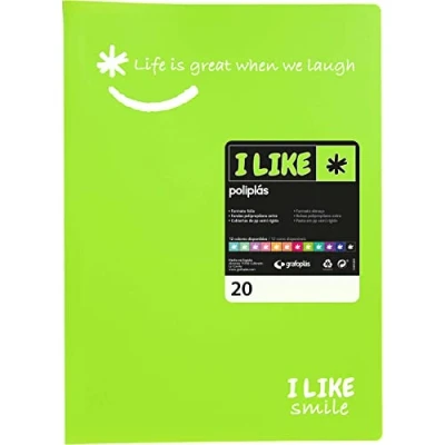 Image of Grafoplás 1450821 Document Folder Folio Size Green 20 Transparent Pockets Polypropylene Like