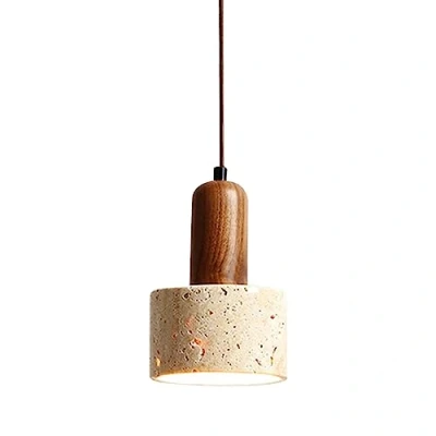 Image of Jadssox Modern Pendant Light Natural Stone Hanging Ceiling Lamp Wood Small Chandelier Nordic Single Droplight E27 Lighting for Dining Room Bedside Kitchen Island Lights