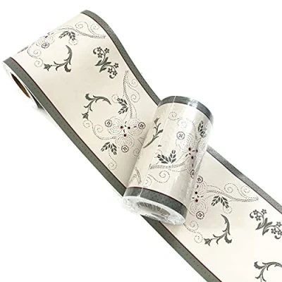 Image of Mesoar Self Adhesive Decorative Floral Wallpaper Border Peel Stick Home Wall Ceiling Sticker Molding for Kitchen Room Bathroom 10cm by 32.8ft