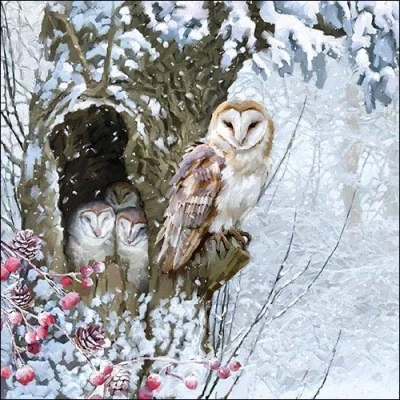 Image of Ambiente Christmas Napkin 33 Centimetre Pack of 20 Barn Owl