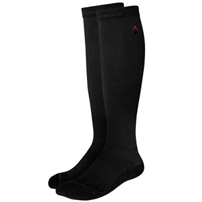 Image of NV Compression Merino Wool Winter Long Socks (Black/Grey, Medium)