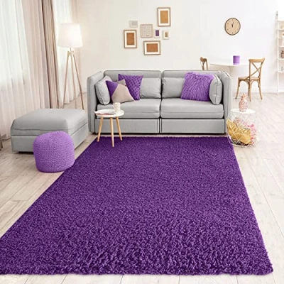 Image of VIMODA Prime Shaggy Carpet Color Long Pile Modern Rugs for Living Room Bedroom Dimensions: 150 cm Square Purple, 200x280