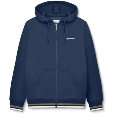 Image of Lambretta Mens Full Zip Twin Tipped Hooded Sweatshirt Hoodie Navy/Khaki 2XL