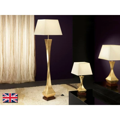 Image of Deco Table Lamp with Shades Rectangle &amp; Square, Pdoro, Walnut, Golden, Raw, 1x E27