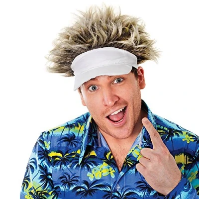 Image of Bristol Novelty BH571 Cap Hat and Hair Golfer Style, Mens, White &amp; Blonde, One Size