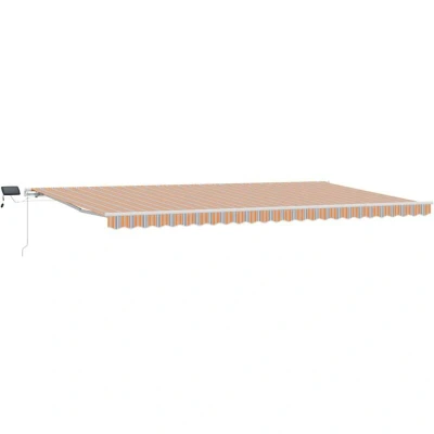 Image of vidaXL Manual Retractable Awning with LED Multicolour Stripe 600x300 cm