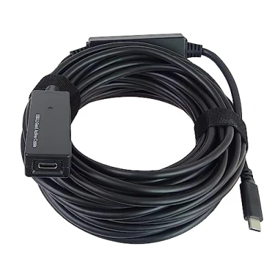 Image of PremiumCord USB C Extension Cable with Repeater M/F, Male to Female, 3.2 Gen 1, 5 Gbps, Colour Black, Length 10 m