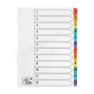 Image of 5 Star Index 150gsm Card with Coloured Mylar Tabs 1 12 A4 White