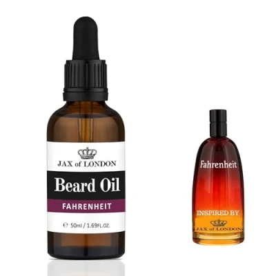 Image of Inspired Beard Oil Scented Aftershave For Growth And Conditioning Jojoba oil, Argan Vitamin E Made In the UK Various Scents (Pack of 1, Fahrenheit)
