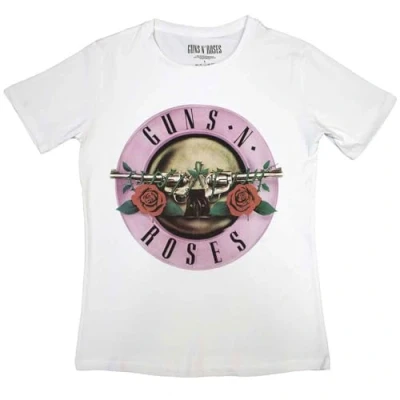 Image of Paradiso Clothing GUNS N&#039; Roses Classic LOGO Boyfriend FIT Print Tshirt, Women&#039;s, Size: Medium, White