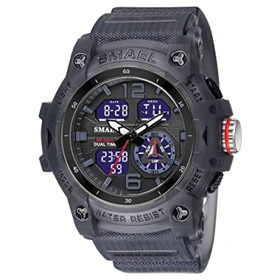 Image of Military Watches for Men Outdoor Sports Digital Watch Tactical Army Wristwatch LED Stopwatch Waterproof Men, C Transparent Black