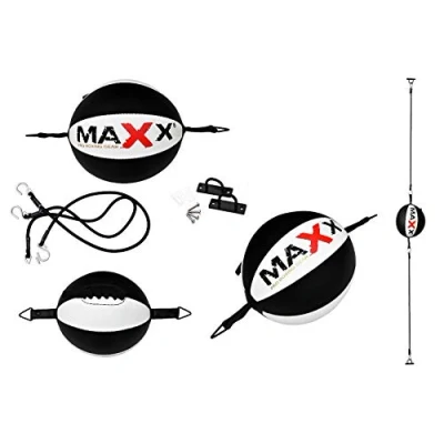 Image of MAXX Double End floor 2 Ceiling speed Ball For Professionals Boxing Punch bag (Black/White)