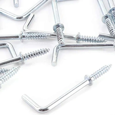 Image of 20x Silver Shouldered Dresser Hooks 30mm/1.25&quot; Screw in Square L Shape
