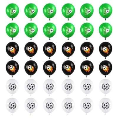 Image of 36 Pieces Football Theme Balloons, Black And Green Latex Footballs, Balloon Set, Party Decorations