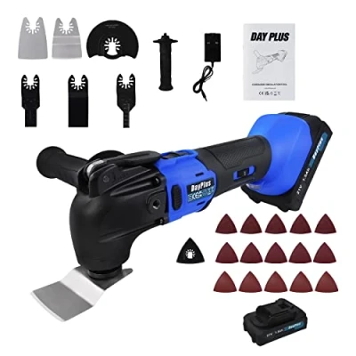 Image of Cordless Oscillating Multi Tool, 21V 1.5Ah Lithium Ion 20000rpm, 6 Speed Oscillating, 4 Oscillation Angle, Battery and with Accessory Kit Included