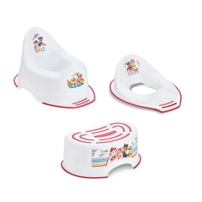 Image of Paw Patrol Potty Training Toilet Seat, Plus Step Stool, Lightweight, Anti Stick, Wipe Clean Portable Seat 18M+ Toddler Range 3 Piece Set for Kids