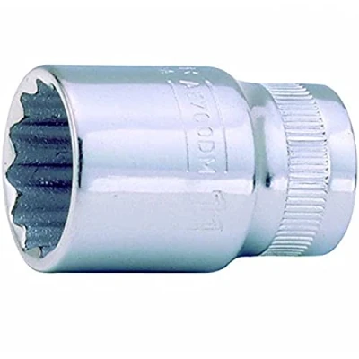 Image of Bahco A7400DZ 17/32 Thin Walled 3/8 Inch Bi Hex Standard Length Socket, Silver,