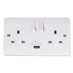 Image of CLICK Mode CMA770 USB 2 Gang Switched Socket 13A