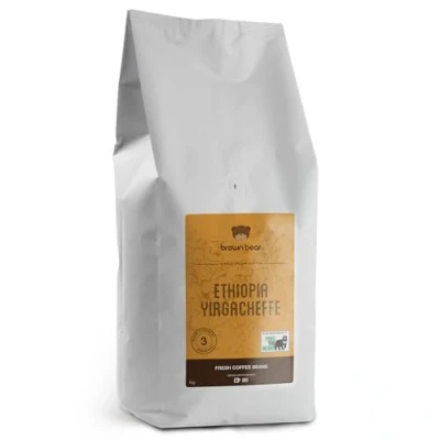 Image of Ethiopia Yirgacheffe Coffee Beans 1kg Medium Roast Strength 3 For All Machines Brown Bear Ethiopian Donation to Free The Bears 100% Arabica