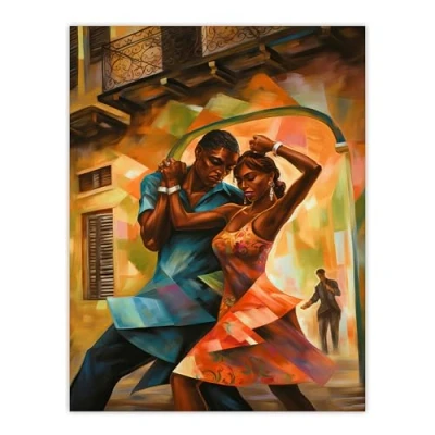 Image of Artery8 Salsa Cuban Street Dance Colourful Dancing Painting Rhythm Body Energy Theatre Arts Artwork Extra Large XL Wall Art Poster Print