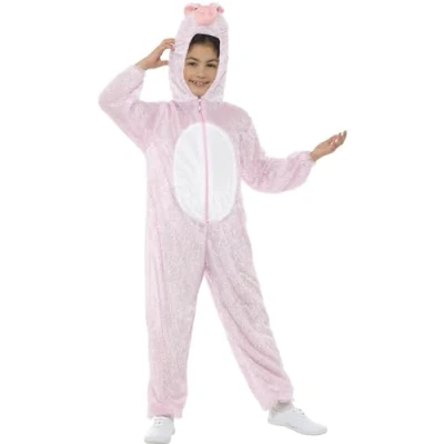 Image of Smiffys Pig Costume, Small with Hooded Jumpsuit, Children&#039;s Animal Fancy Dress, Dress Up Costumes