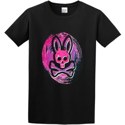 Image of Men&#039;s Psycho Bunny Downey Graphic T Shirt in Black Logo Regular Fit Size XXL