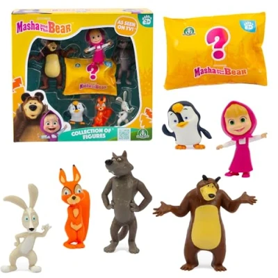 Image of Giochi Preziosi Masha And The Bear Set Consisting Of 6 Characters From Famous TV Series 5 To 7 Cm 1 Exclusive Surprise, For Children 3 Years Old