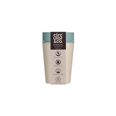 Image of Circular and Co Leakproof Reusable Coffee Cup 8oz/227ml The World&#039;s First Travel Mug Made from Recycled Cups, 100% Leak Proof, Sustainable &amp; Insulated. (Cream Faraway Blue)