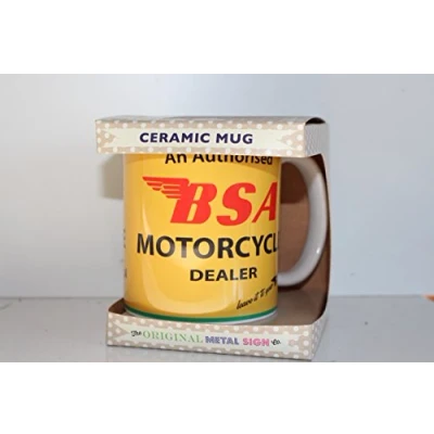 Image of Original Metal Sign Co Classic Authorised BSA Motorcycle Dealer Retro Art Ceramic Mug in Gift Box