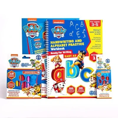Image of Love Writing Co. The Ultimate PAW PATROL Learn To Write Alphabet Bundle Children Age 3 5 My First Handwriting and Letter Formation Activity Book, Tripod Grip Pencils Colour