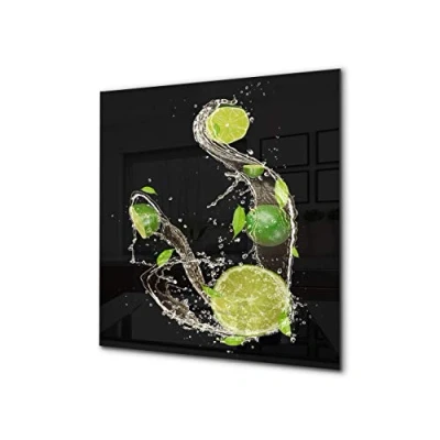 Image of Concept Crystal Stylish Tempered Glass backsplash kitchen splashback upstand BS09 Water splash Series: Lime In 3