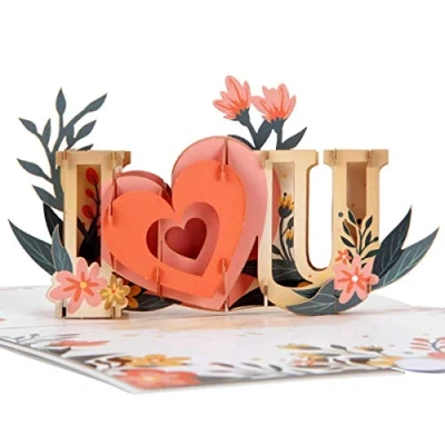 Image of Cardology I Love You Pop Up Card Valentines Day Cards or Anniversary Card, Mothers Birthday for Mom Handmade