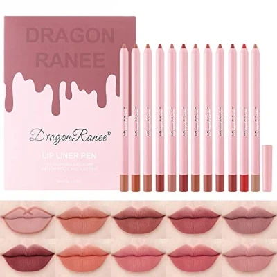 Image of Dulele 12 Colors Matte Lip Liner Set, Professional Makeup Slim Lipstick Pen, Moisturising &amp; Smooth Pencils, High Pigmented Longwear Rich Creamy