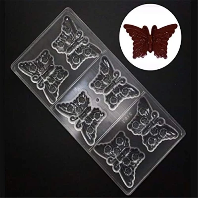 Image of 6 Holes 3D Butterfly Polycarbonate Chocolate Bars Mold,Clear Mould DIY Handmade Maker Ice Mold Cake Baking Dish Confectionery Bakeware Pan Supplies 27.5x13.5x2.4cm
