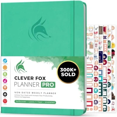 Image of Clever Fox Planner PRO Weekly &amp; Monthly Life to Increase Productivity, Time Management and Hit Your Goals, 21.5x28cm (Emerald)