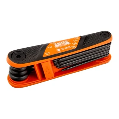 Image of Bahco BE 8975B T9 T40 Offset Screwdrivers for Torx Head Screws, Orange/Black, Set of 8 Piece