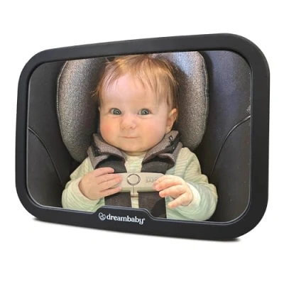 Image of Dreambaby Large Rectangular Adjustable Backseat Mirror, Black, 20 x 24 cm