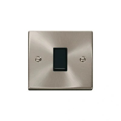 Image of Click Deco 1 Gang 2 Way 10AX Switch Satin Chrome Black Inserts