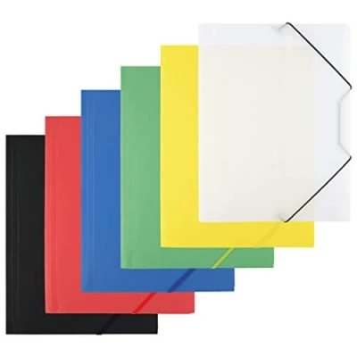 Image of D.RECT Elasticated Folder Folders for Paperwork with Elastic Band Document Organiser School Office Home Pack of 6 Pieces (6 x 1) Size: A4 PP Polypropylene