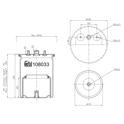 Image of 1904149, 2114129 Boot, air suspension FEBI BILSTEIN 108033 non steered trailing axle
