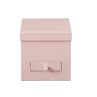 Image of Oasis PINK SQUARE 15CM GIFT HAT FLOWER BOX LINED PALE WITH DRAWER VALENTINES