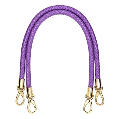 Image of POFET 1 Pair Shoulder Bag Replacement Handles Handbag Leather Braided Rope Straps with Metal Swivel Hooks Rose