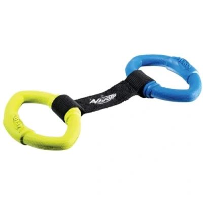 Image of Nerf Dog Toy, 2 Ring Strap Tug, Pull Toy for Dogs, Multi Colour